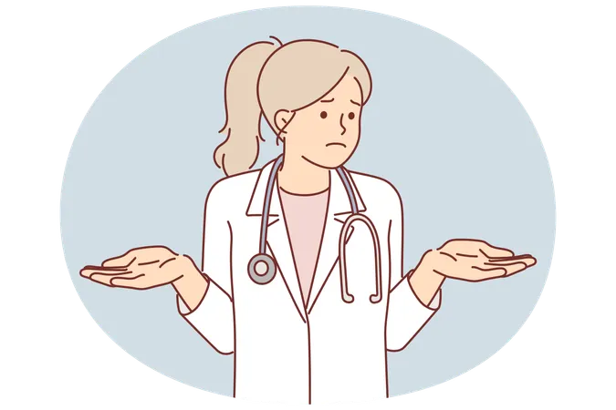 Woman doctor spreads hands  Illustration