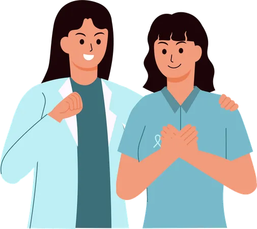 Woman doctor supporting  Cancer Patient  Illustration