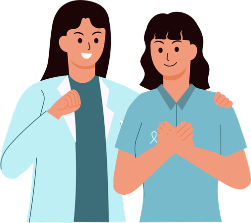 Woman doctor supporting  Cancer Patient  Illustration