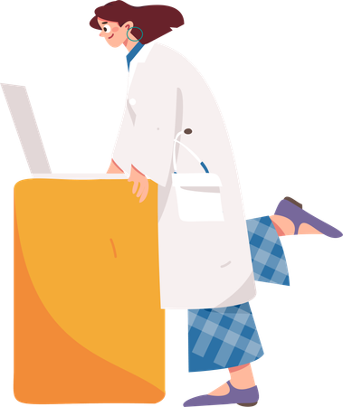 Woman Doctor Using Laptop  Illustration