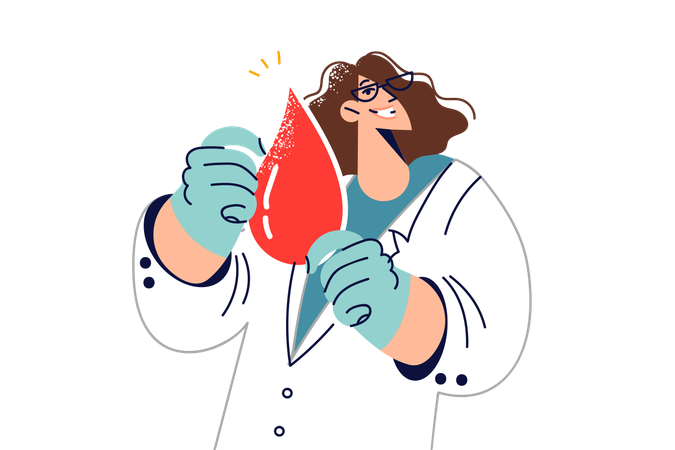 Woman doctor with drop blood  Illustration