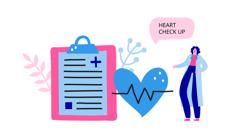 Woman doctor with health report  イラスト