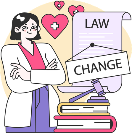 Woman doctor with Medical law  Illustration