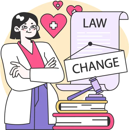 Woman doctor with Medical law  Illustration
