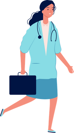 Woman Doctor with suitcase  Illustration