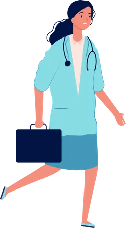 Woman Doctor with suitcase Illustration