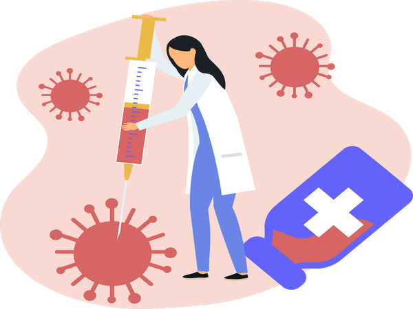 Woman doctor with syringe  Illustration