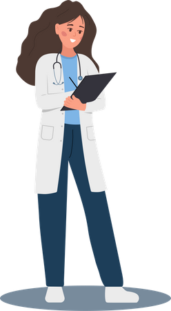 Woman doctor writing medical prescription Illustration