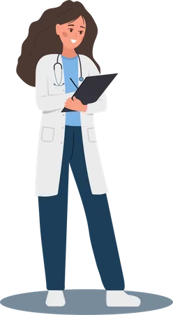 Woman doctor writing medical prescription Illustration