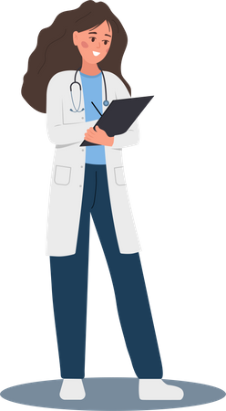 Woman doctor writing medical prescription  Illustration