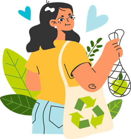 Woman does garbage collection  Illustration