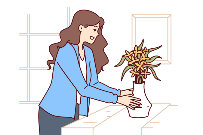 Woman does home staging  Illustration
