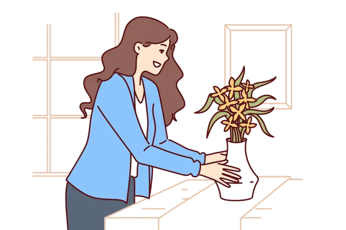 Woman does home staging  Illustration