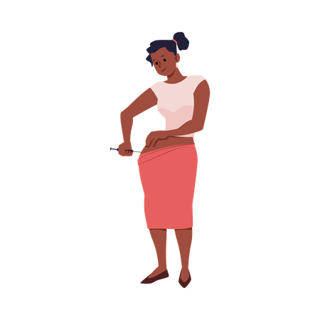 Woman does intramuscular self-injection  Illustration