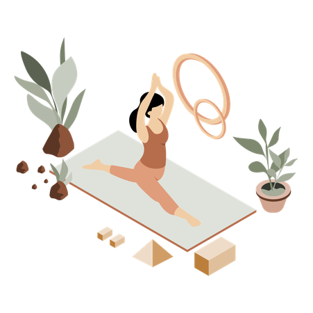Woman doing a yoga pose on a mat  Illustration