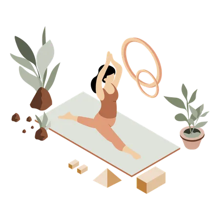 Woman doing a yoga pose on a mat  Illustration