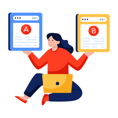 Woman doing Ab testing  Illustration