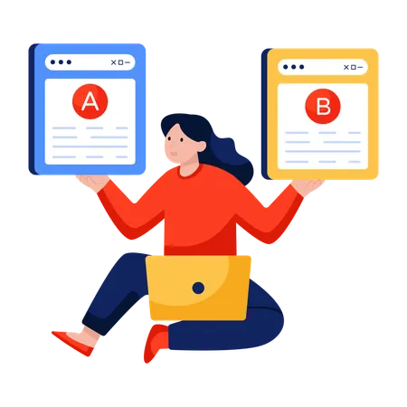 Woman doing Ab testing  Illustration