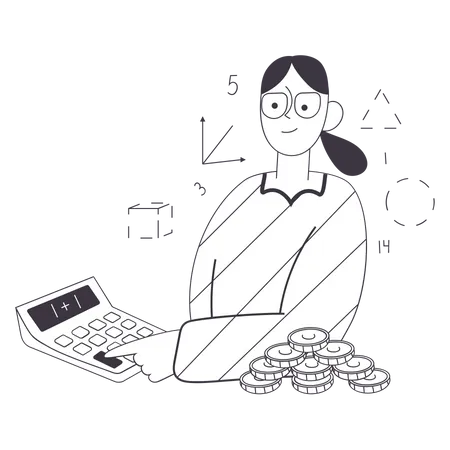 Woman doing accounting Illustration
