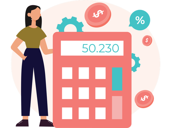 Woman doing accounting  Illustration