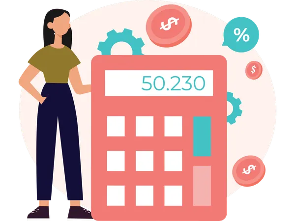Woman doing accounting  Illustration