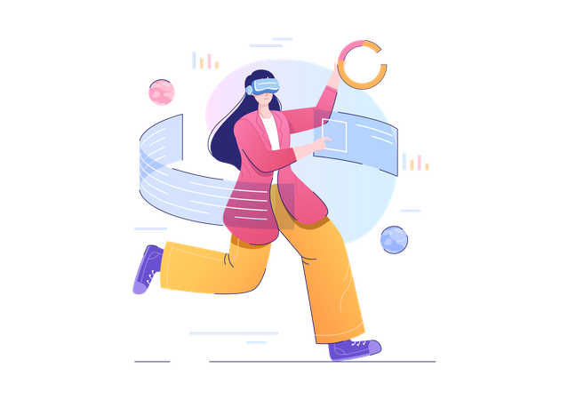 Woman doing activities in the metaverse Illustration