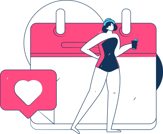 Woman doing activities on vacation  Illustration