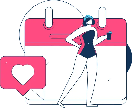 Woman doing activities on vacation  Illustration