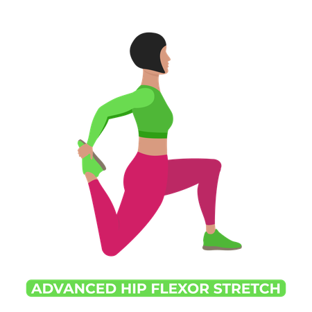 Woman Doing Advanced Hip Flexor Stretch  Illustration