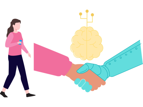 Woman doing ai collaboration  Illustration