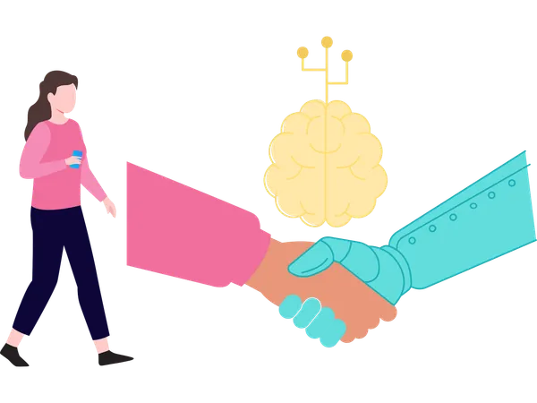 Woman doing ai collaboration  Illustration