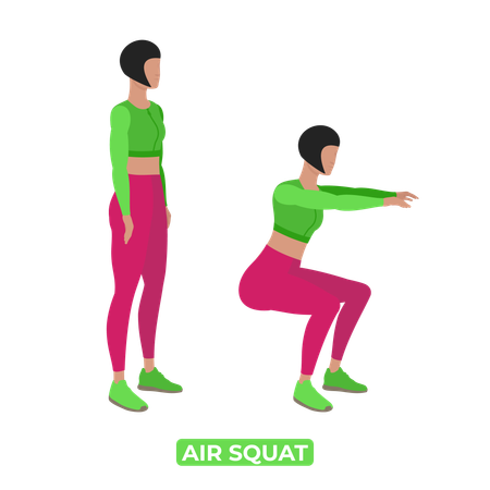 Woman Doing Air Squat  Illustration