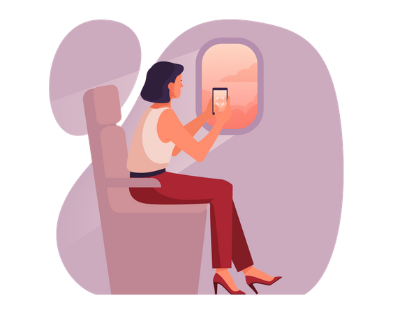 Woman doing air travel  イラスト