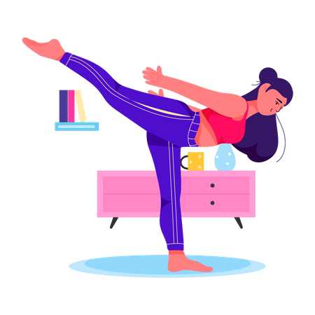 Woman doing Airplane Pose  Illustration