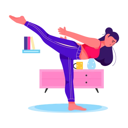 Woman doing Airplane Pose  Illustration