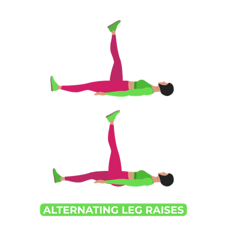 Woman Doing Alternating Leg Raises  Illustration