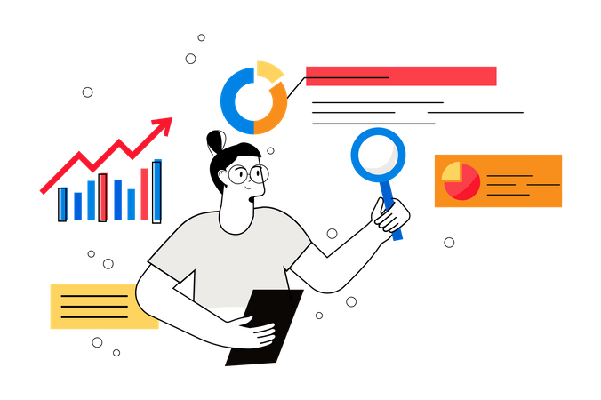 Woman doing analysis  Illustration