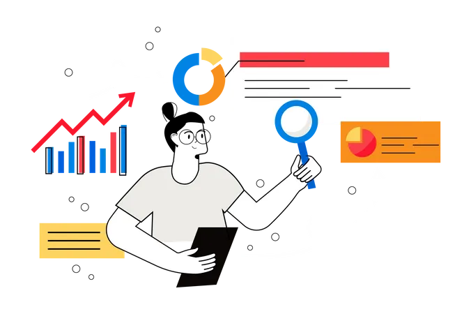 Woman doing analysis  Illustration