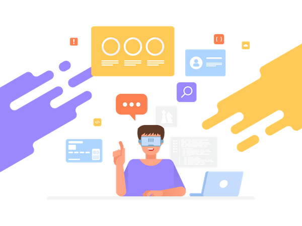 Woman doing analysis using VR glasses  Illustration