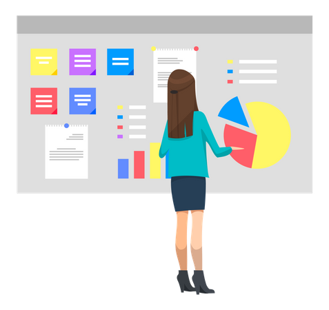 Woman doing analytics  Illustration