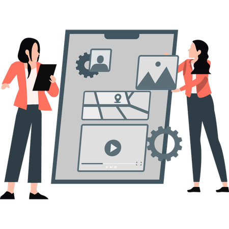 Woman doing application development  Illustration