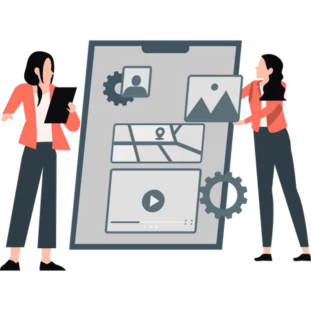 Woman doing application development  Illustration