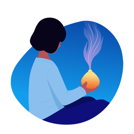 Woman doing aromatherapy  Illustration