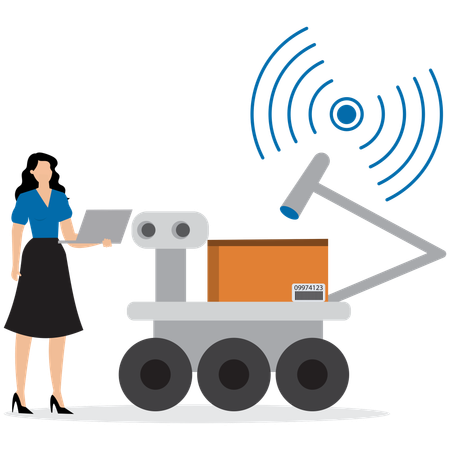 Woman doing Autonomous Delivery Robot  Illustration
