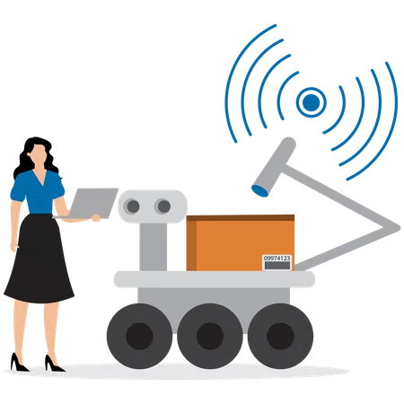 Woman doing Autonomous Delivery Robot  Illustration