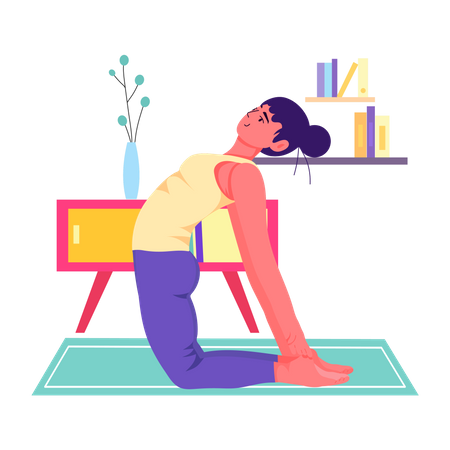 Woman doing Backbend pose  Illustration