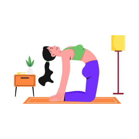 Woman Doing Backbend Pose  Illustration