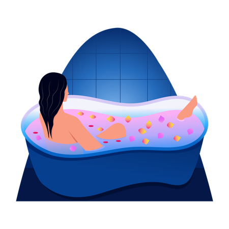 Woman doing bath relaxation  Illustration