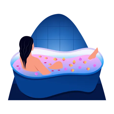 Woman doing bath relaxation  Illustration
