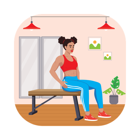 Woman doing Bench Tricep Dips  Illustration